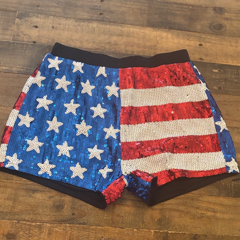 Patriotic Sequin High Waist Shorts